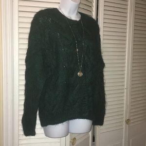 Chunky hand knit mohair/acrylic cardigan size M
